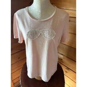 Karl Lagerfeld Blush Tee with Lace Sunglasses